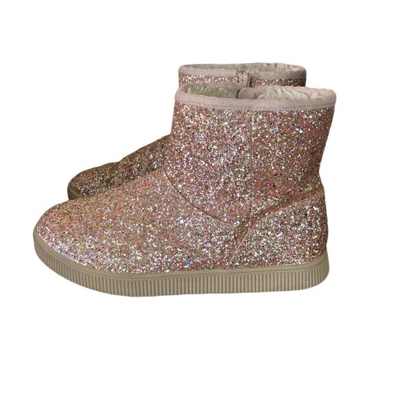 Cat & Jack Boots Girls Size 4 Ankle Gold Glitter - Picture 2 of 16